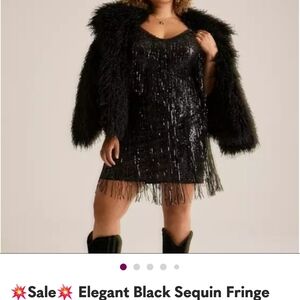 Torrid Black Sequin Fringe Midi Dress